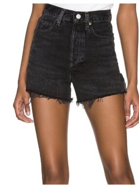 AGOLDE Black High-Rise Cutoff Denim Shorts Size 30 In Excellent Condition